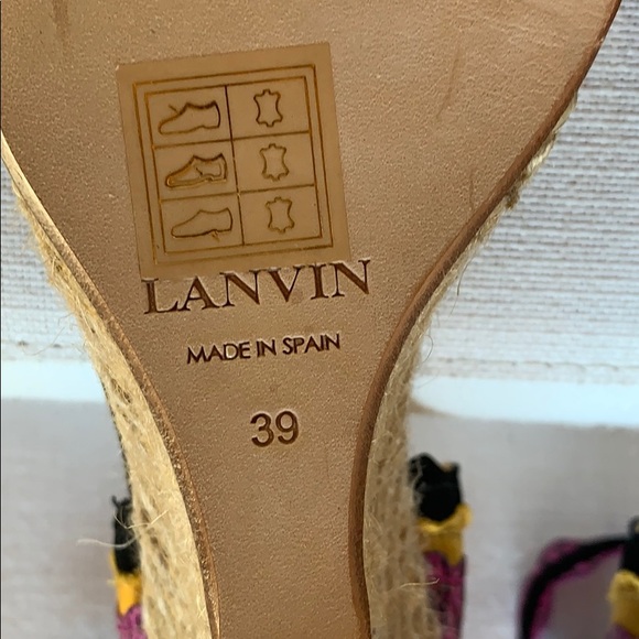 LANVIN Wedge Suede Sandals Shoes Size 39 - Picture 6 of 8
